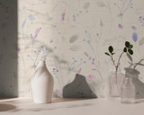 RW3791702A Blue & Lilac Leaf Wallpaper