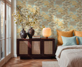 RW3791614A Duck Egg and Beige Oriental Tree Wallpaper