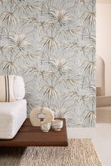RY5268 Grey & Beige Palm Leaf Wallpaper
