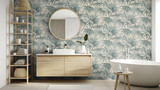 RY5237 Blue Palm Leaf Wallpaper