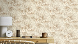 RY5251 Beige Palm Leaf Wallpaper