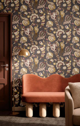RW75802P Taupe Peacock Wallpaper
