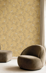 RW97703P Mustard Botanical Motif Wallpaper