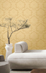 RW97724P Gold Damask Wallpaper