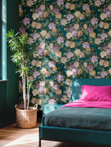 RW97719P Teal Floral Wallpaper