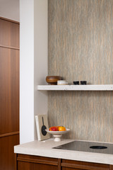  RY5177 Blue and Beige Grasscloth Effect Wallpaper