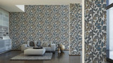 RW95377548A Cream/Blue, Colourful, Floral  Wallpaper