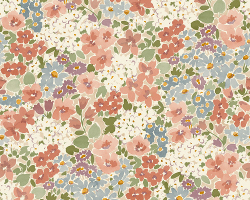RW7A80502G Pink and Blue Floral Wallpaper