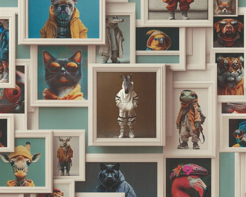  RW3791874A Quirky Animal Gallery Wall Wallpaper