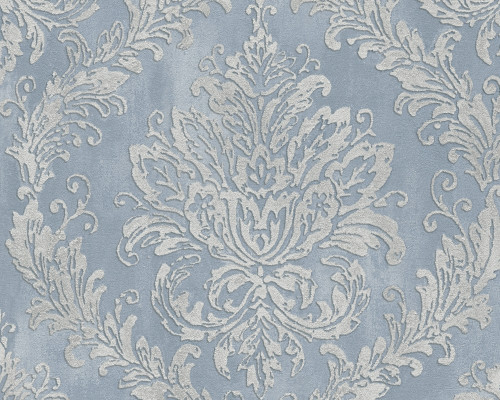 RW3790491A Blue Damask Wallpaper