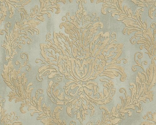 RW3790492A Green Damask Wallpaper