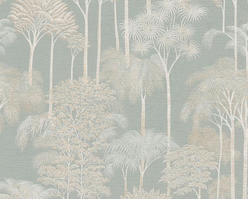 RW3791622A Duck Egg and Beige Tree Wallpaper