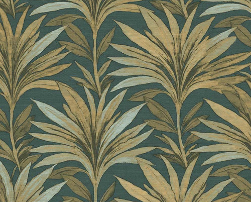 RW75815P Teal Palm Leaf Wallpaper