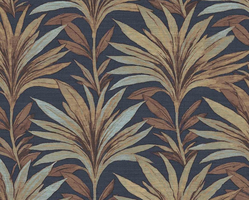 RW75816P Petrol Blue Palm Leaf Wallpaper