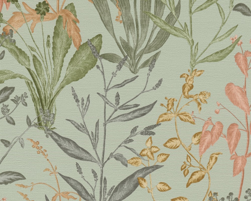 RW7790093A Green Botanical Wallpaper