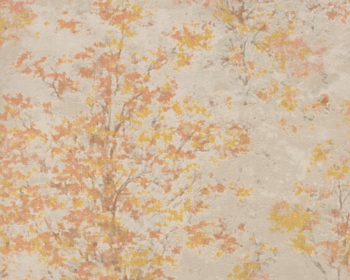 RW7792005A Taupe Green and Copper Tree Wallpaper