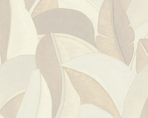 RW7790395A Cream and Beige Large Leaf Wallpaper
