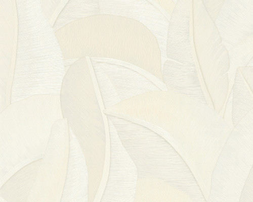 RW7790396A Cream and White Large Leaf Wallpaper