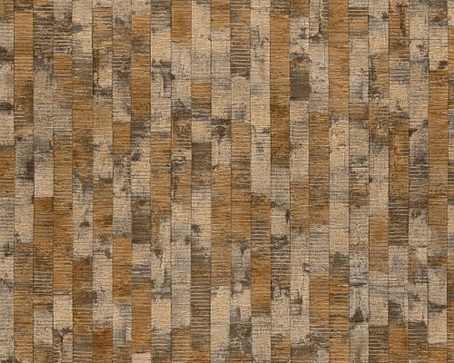 RW7790084A Gold & Brown Reclaimed Wood Effect Wallpaper