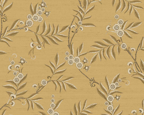 RW97703P Mustard Botanical Motif Wallpaper