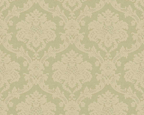 RW97725P Green Damask Wallpaper