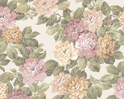 RW97714P Cream and Pink Floral Wallpaper