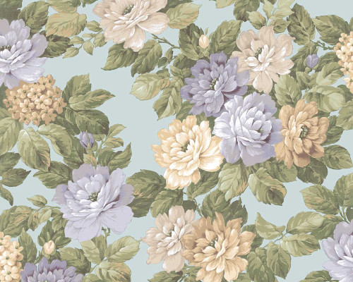 RW97716P Blue Floral Wallpaper