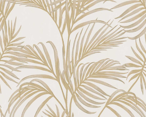 RW97731P Beige and Gold Palm Leaves Wallpaper