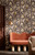 RW75809P Charcoal Peacock Wallpaper