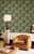 RW75815P Teal Palm Leaf Wallpaper