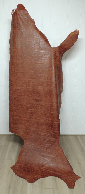 GATOR PRINT Cowhide Leather for Handbags Journal Covers Clothing Upholstery Crafts Inlays 5-27