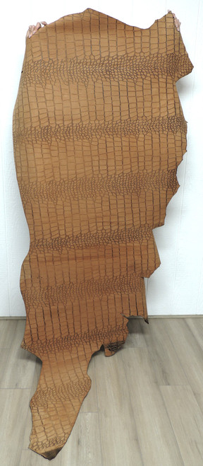 GATOR PRINT Cowhide Leather for Handbags Journal Covers Clothing Upholstery Crafts Inlays 5-29