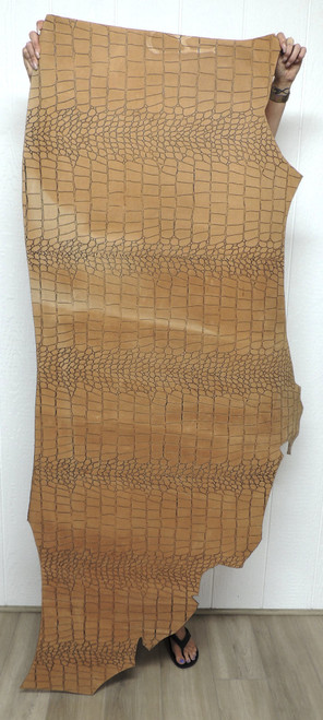 GATOR PRINT Cowhide Leather for Handbags Journal Covers Clothing Upholstery Crafts Inlays 5-30