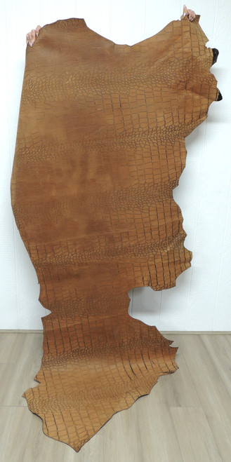 GATOR PRINT Cowhide Leather for Handbags Journal Covers Clothing Upholstery Crafts Inlays 5-31