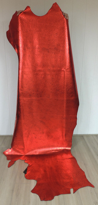 METALLIC RED OSTRICH Cowhide Leather for Purses Chaps Wallets Bracelets Earrings Journal Covers Crafts Upholstery 5-58