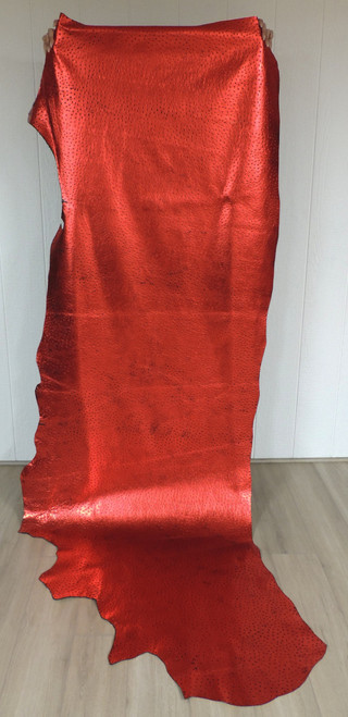 METALLIC RED OSTRICH Cowhide Leather for Purses Chaps Wallets Bracelets Earrings Journal Covers Crafts Upholstery 5-61