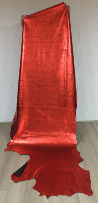 METALLIC RED OSTRICH Cowhide Leather for Purses Chaps Wallets Bracelets Earrings Journal Covers Crafts Upholstery 5-60