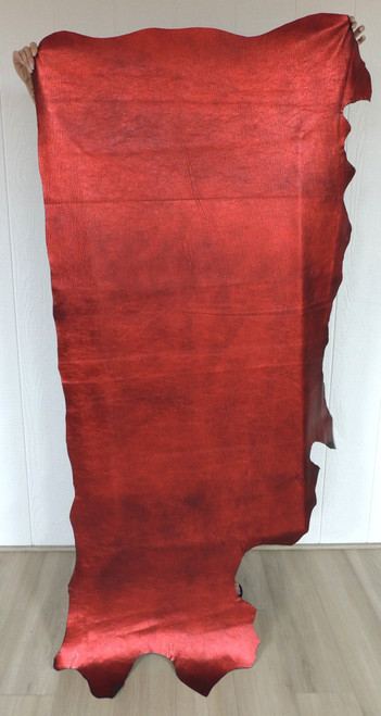 METALLIC RED Cowhide Leather for Purses Chaps Wallets Bracelets Earrings Journal Covers Crafts Upholstery 5-53