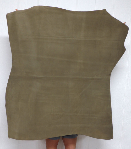 KHAKI-OLIVE CALF Leather Hide for Native American SASS SCA LARP Crafts Moccasins Bags  Buckskin Gear Scabbards Quivers Aprons 1-5
