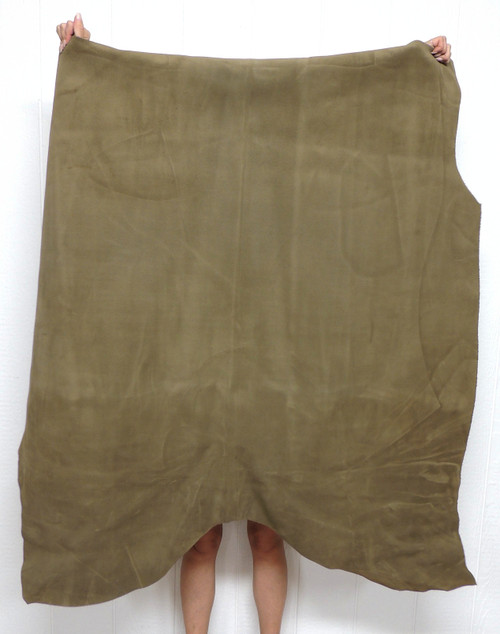 KHAKI-OLIVE CALF Leather Hide for Native American SASS SCA LARP Crafts Moccasins Bags  Buckskin Gear Scabbards Quivers Aprons 1-7