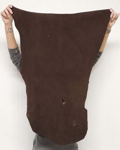 Deerskin Leather - Suede Split - Chocolate - 3-4 oz. - 4.75 Square Feet  (Hide #2-17)