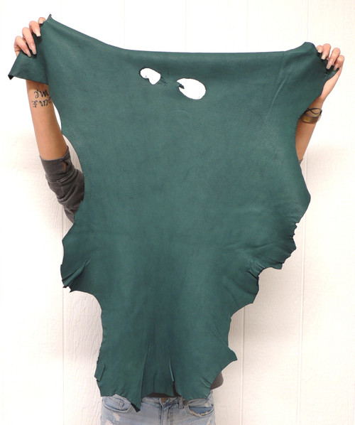 Full Grain TEAL DEERSKIN Leather Hide for Native American Crafts Buckskin Clothing Bags SASS SCA Cosplay LARP Costumes Laces Taxidermy  7-30
