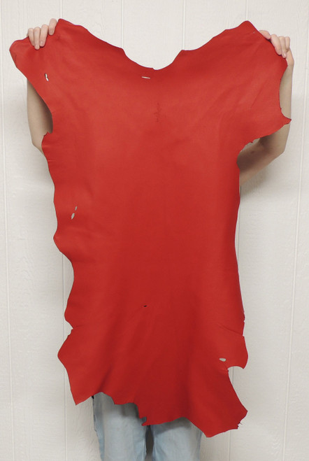 Buckskin Leather - Grain - Red - 2.25-3.25 oz. - 6.75 Square Feet (Hide #1-33)