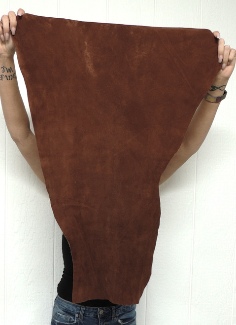 Deerskin Leather - Suede Split - Cocoa - 1.5-2.25 oz. - 3.25 Square Feet  (Hide #1-73)