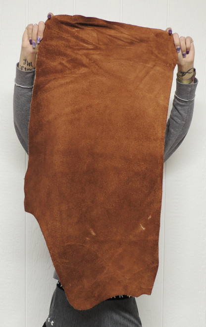 Buffalo Leather - Suede Split - Acorn - 4-6 oz. - 3.75 Square Feet (Hide #2-2)