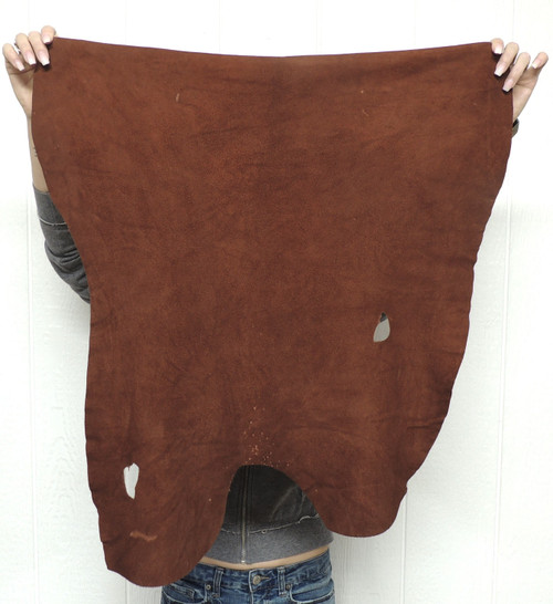 Deerskin Leather - Split Suede - Whiskey Brown - 2-3 oz. - 4.5 Square Feet  (Hide #7-27)