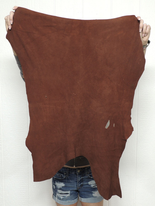 Deerskin Leather - Split Suede - Whiskey Brown - 2-3 oz. - 5.0 Square Feet  (Hide #7-24)