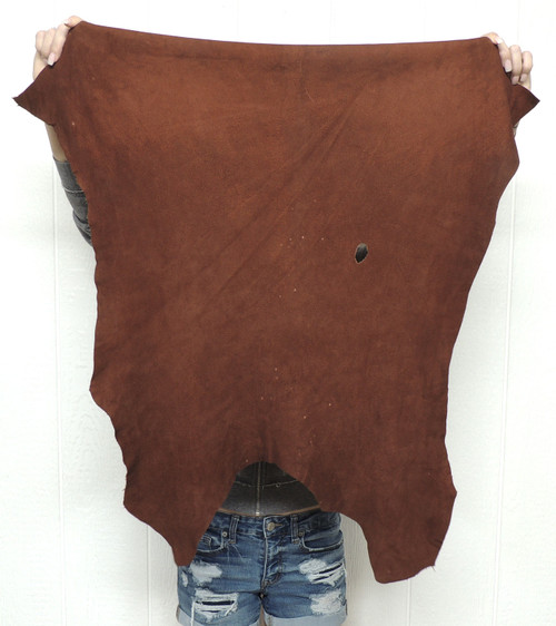 Deerskin Leather - Split Suede - Whiskey Brown - 2-3 oz. - 5.5 Square Feet  (Hide #7-25)