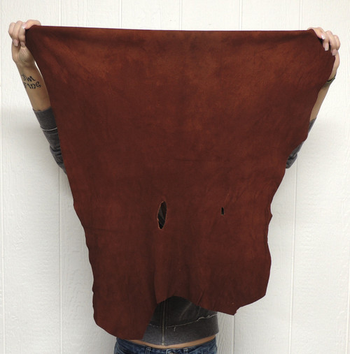 Deerskin Leather - Split Suede - Whiskey Brown - 2-3 oz. - 4.25 Square Feet  (Hide #7-1)