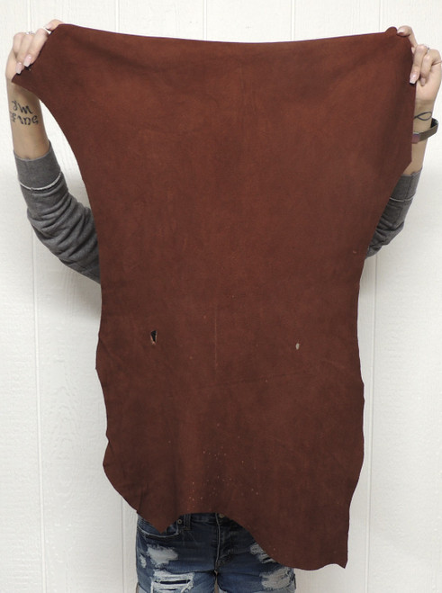 Deerskin Leather - Split Suede - Whiskey Brown - 2-3 oz. - 4.5 Square Feet  (Hide #7-10)